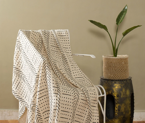 Off white Arrows and Dots Throw Blanket