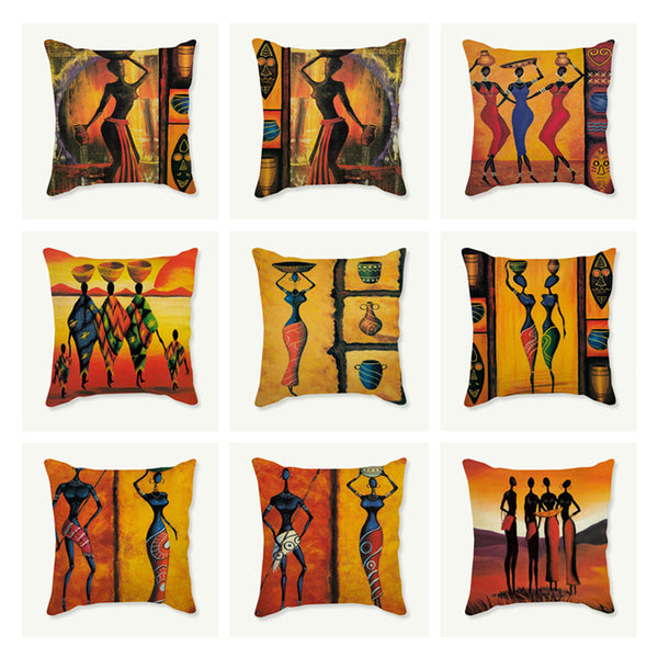 African Men and Women Figurines Pillowcases