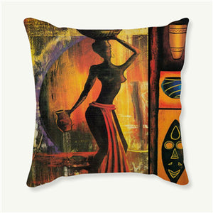 African Men and Women Figurines Pillowcases