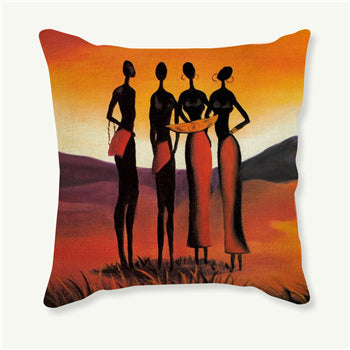 African Men and Women Figurines Pillowcases