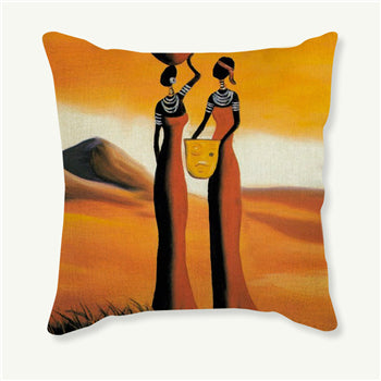 African Men and Women Figurines Pillowcases